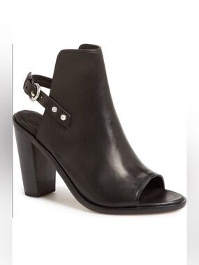 Rag & Bone Wyatt Peep Toe Leather Sandals Black 7
